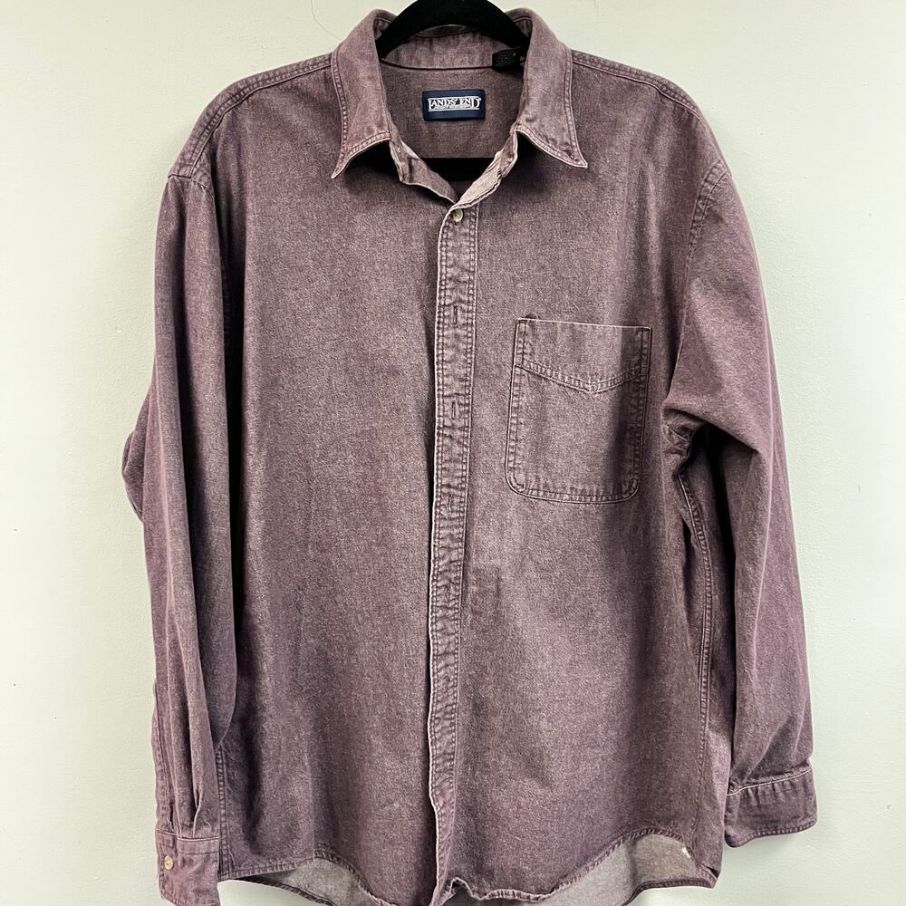Men's Vintage Land's End Light Maroon  long sleeve button down 100% Cotton Large